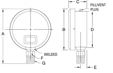 Glycerin-Filled-Industrial-Pressure-Gauges-Stainlesss-Steel-Wetted-250LFSS21W-Diagram-1-600x388