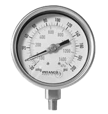 Pitanco Precision Glycerin Filled Industrial Pressure Gauge – Stainless Steel Case, Stainless Steel Wetted Parts