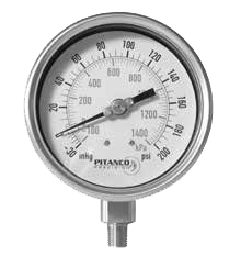 Pitanco Precision Glycerin Filled Industrial Pressure Gauge – Stainless Steel Case, Stainless Steel Wetted Parts