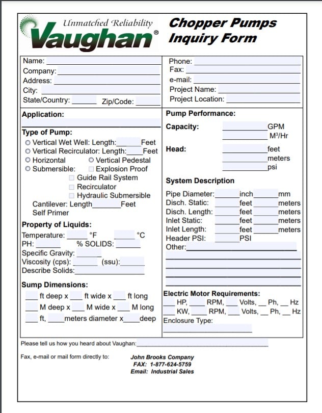 Chopper Pump Inquiry Form