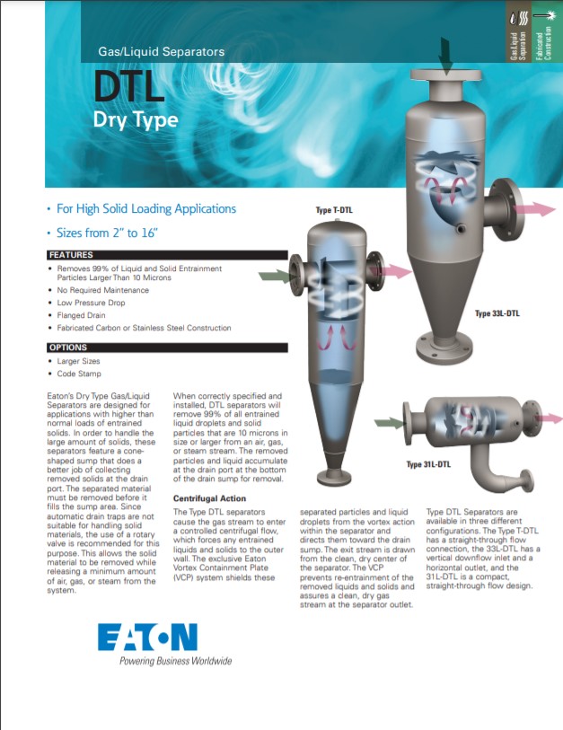 EATON DTL Dry Gas Liquid Separators