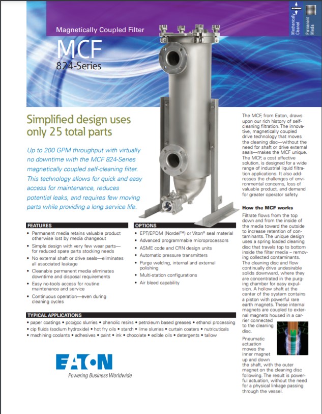 EATON MCF-824 Mechanically Cleaned Filters