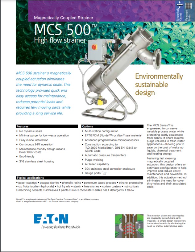 EATON MCS-500 High Flow Mechanically Cleaned Strainers