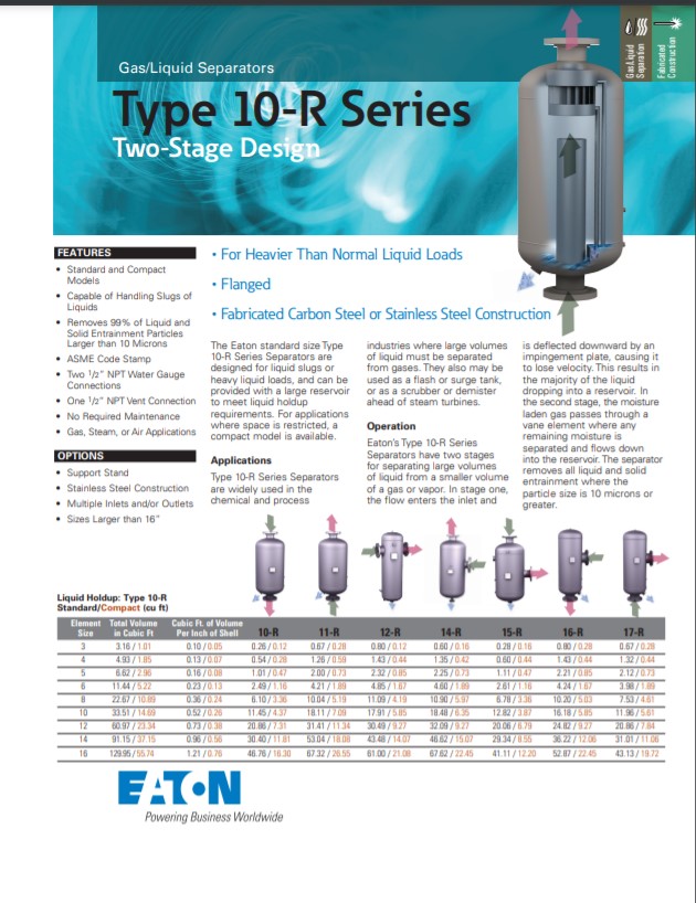 Eaton 10 R Series Gas Liquid Separators