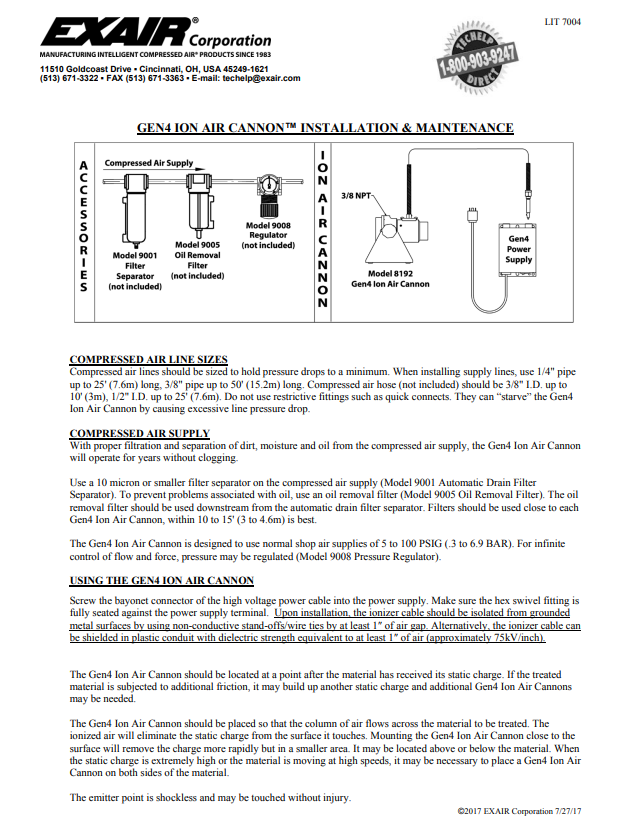 EXAIR Gen4 Ion Air Canon Install Sheet