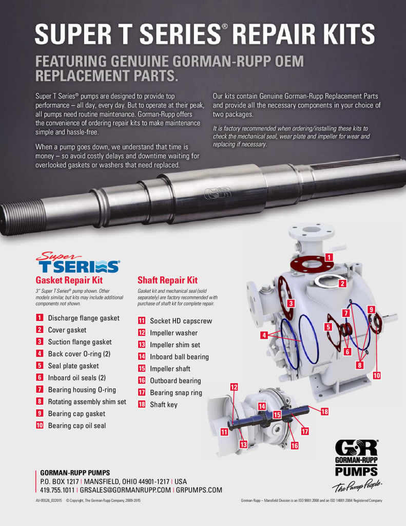 Gorman-Rupp Super T-Series Self-Priming Pumps Repair Kit