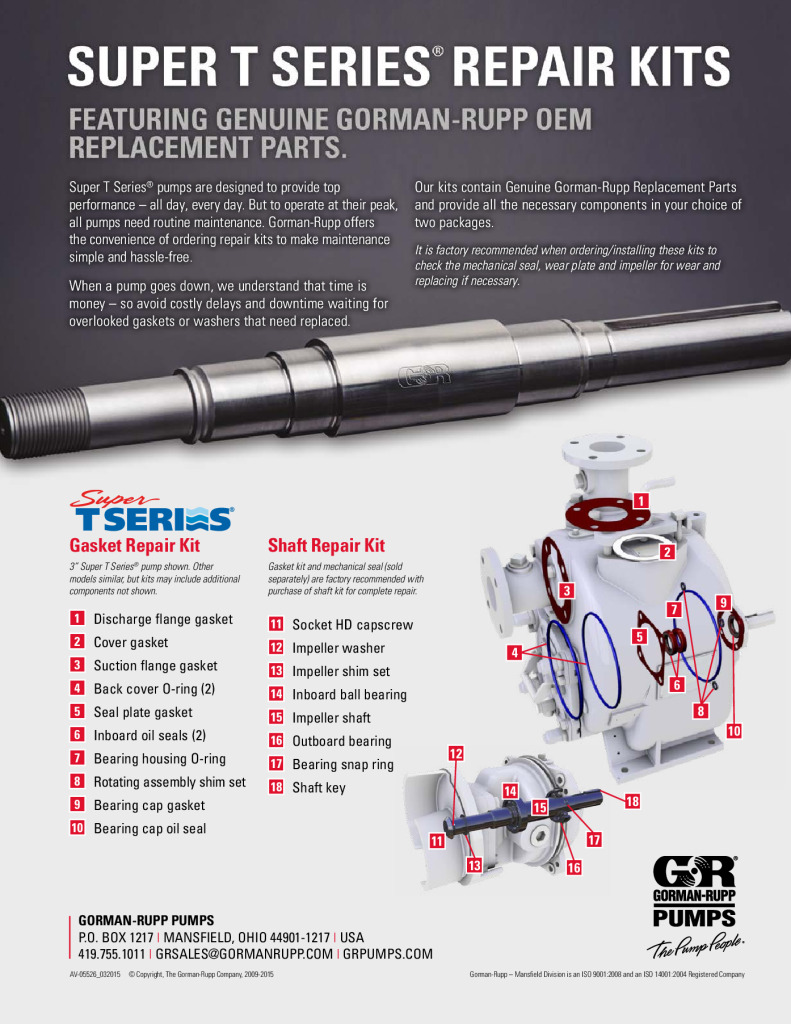 Gorman-Rupp Super T-Series Self-Priming Pumps - Repair Kit