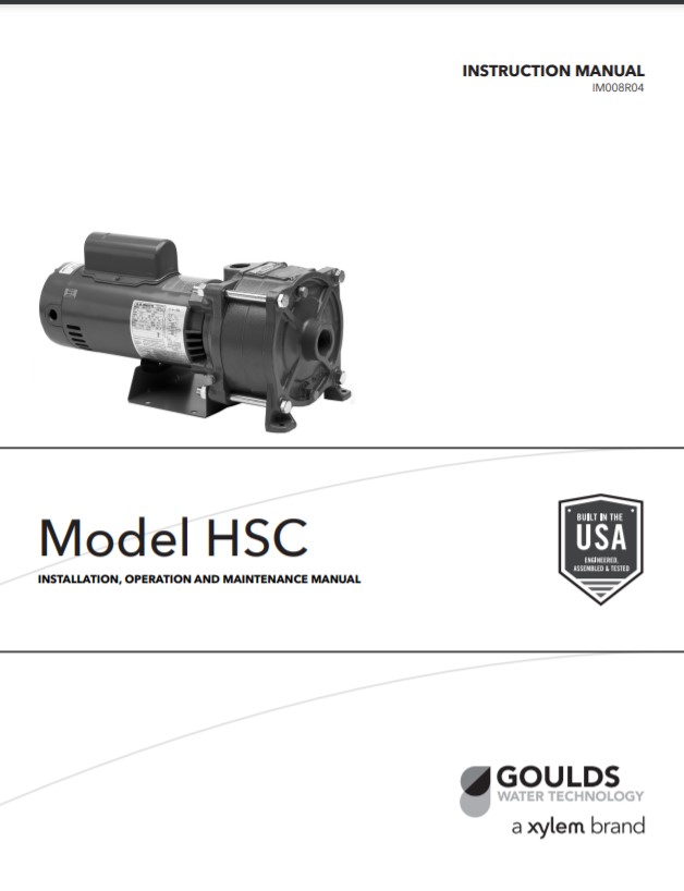 Goulds Xylem HSC-Instruction Manual