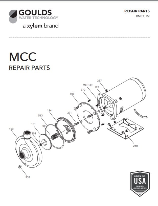 Goulds Xylem MCC Repai  Parts