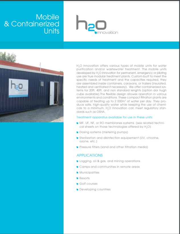 H2O Innovation-Mobile Containerized Units
