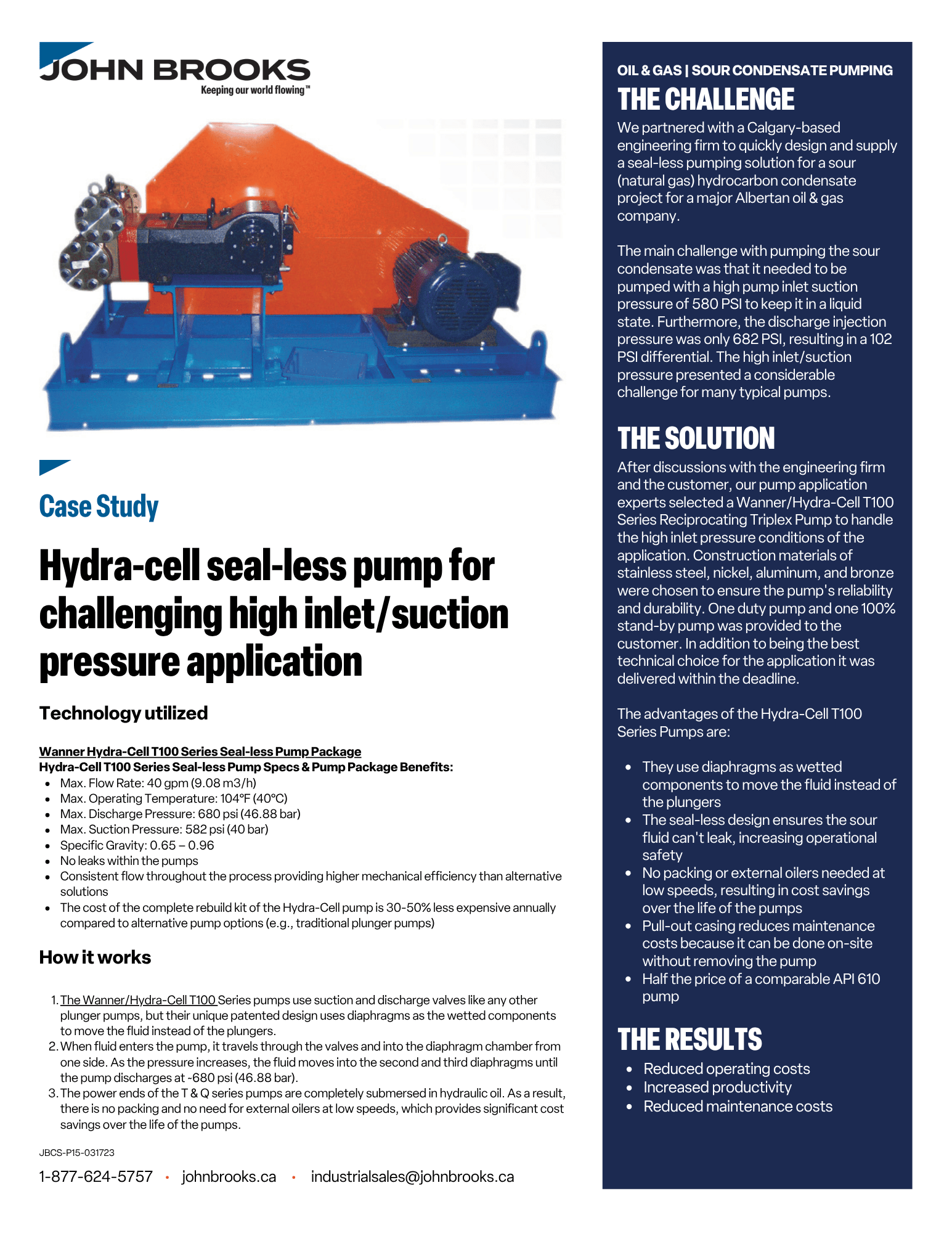 Hydra-Cell Seal-less T100 Plunger Pump for Sour Condensate Pumping