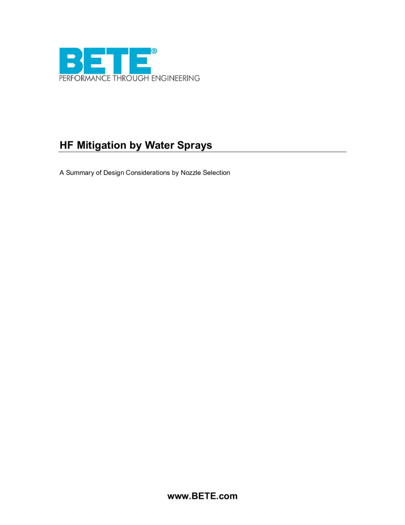 HF Mitigation by Water Sprays