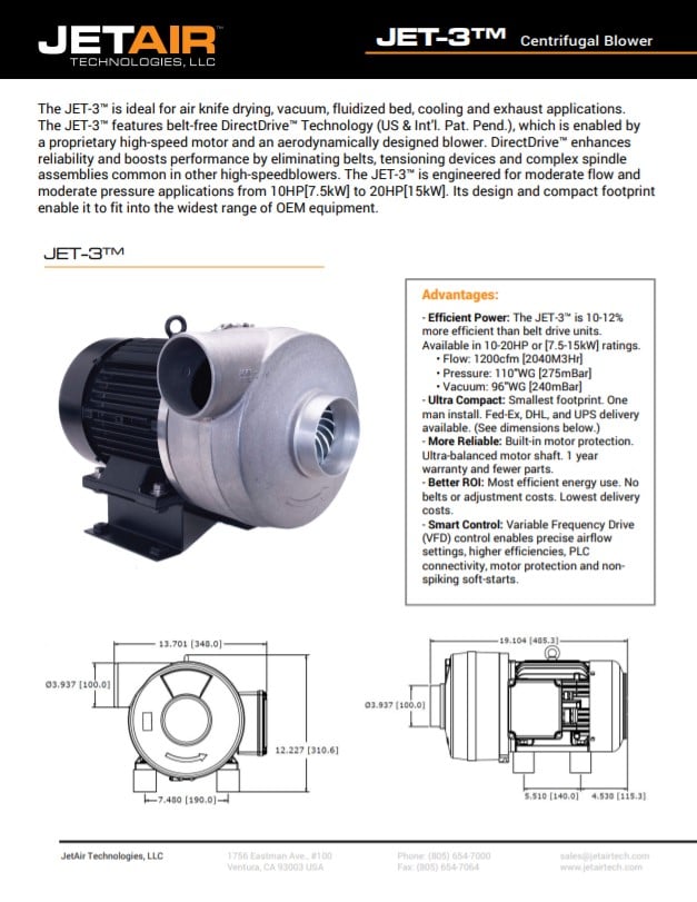 Jet-3 Centrifugal Blower