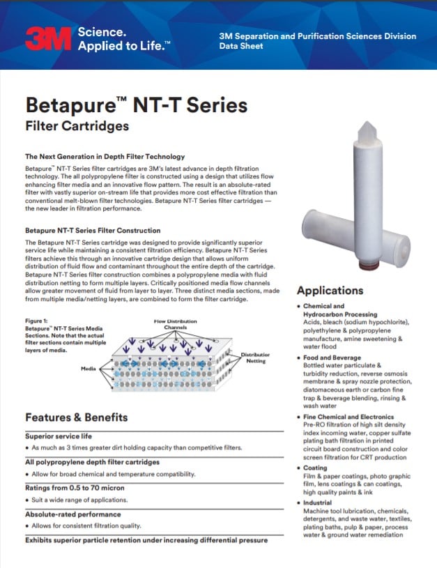 3M Betapure NT T Filter Cartridges