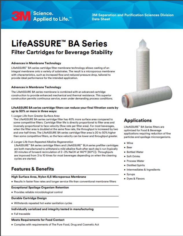 3M LifeASSURE BA Filter Cartridges