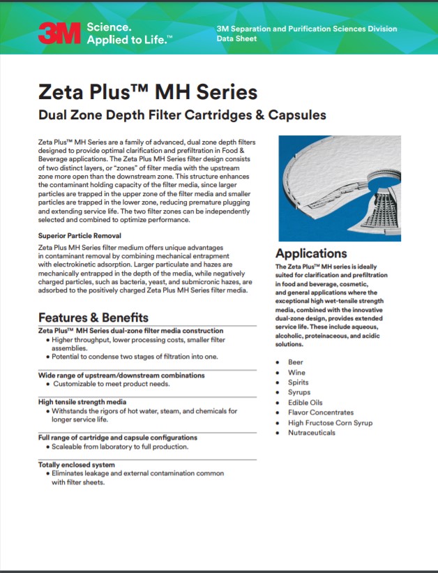 3M Zeta Plus MH Depth Cartridges Capsules