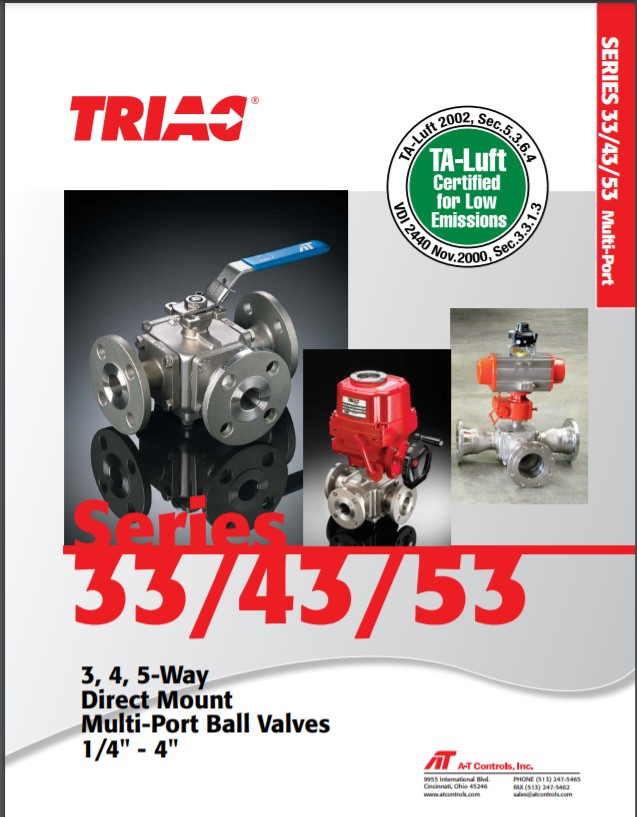 A-T Controls Triac 33 43 53 Series Multi Port Ball Valves TAL