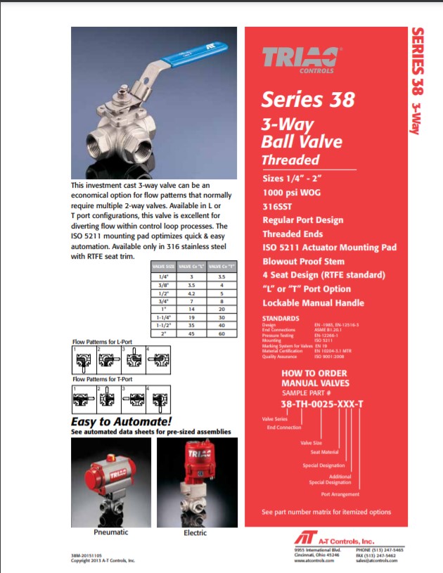 A-T Controls Triac 38 Series Multi Port Ball Valves