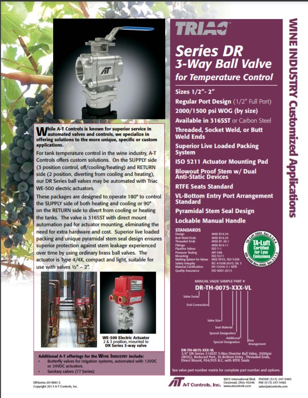 A-T Controls Triac DR Series Ball Valves TAL