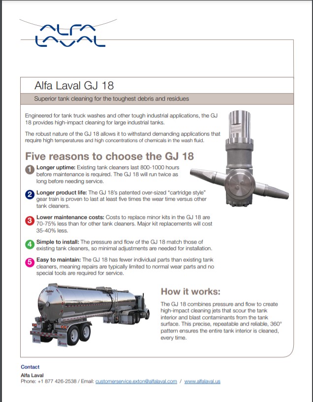 Alfa Laval GJ 18 Sales Flyer