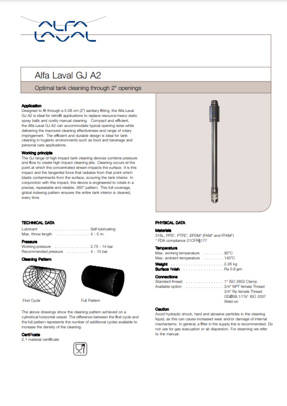Alfa Laval GJ A2 - Product Brochure