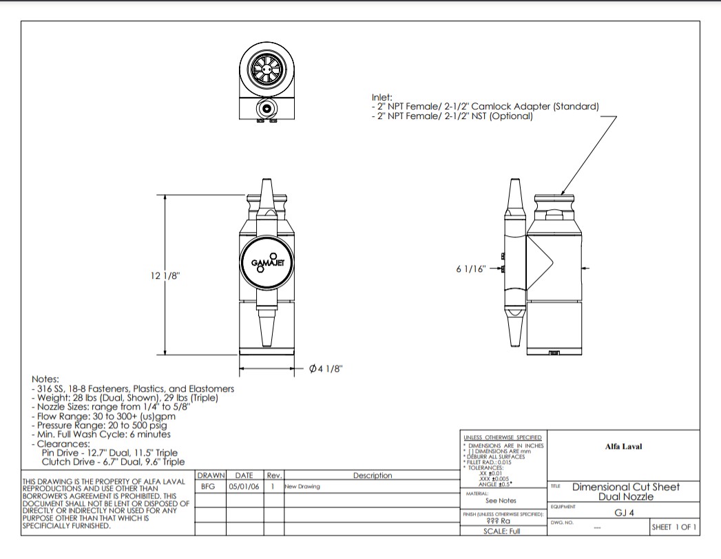 Alfa Laval Gamajet GJ 4 - Drawing