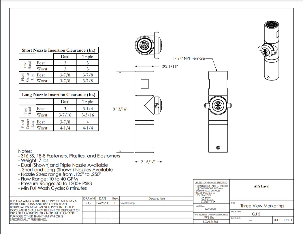 Alfa Laval Gamajet GJ5 - Drawing