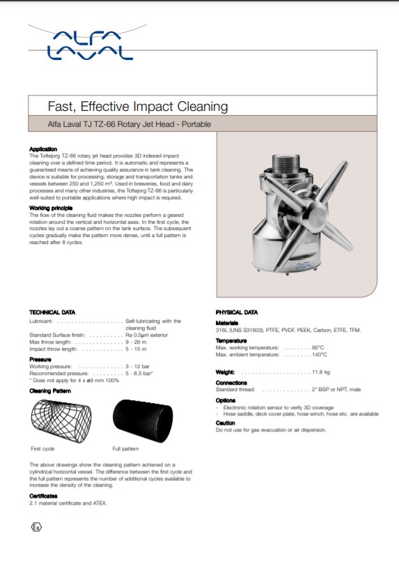 Alfa Laval TJ TZ 66 - Product Brochure