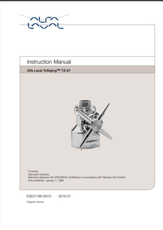 Alfa Laval TJ TZ 67 - Manual