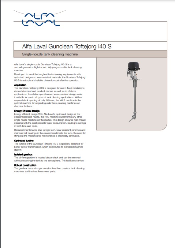 Alfa Laval i40 S Gunclean Rotary Jet Head