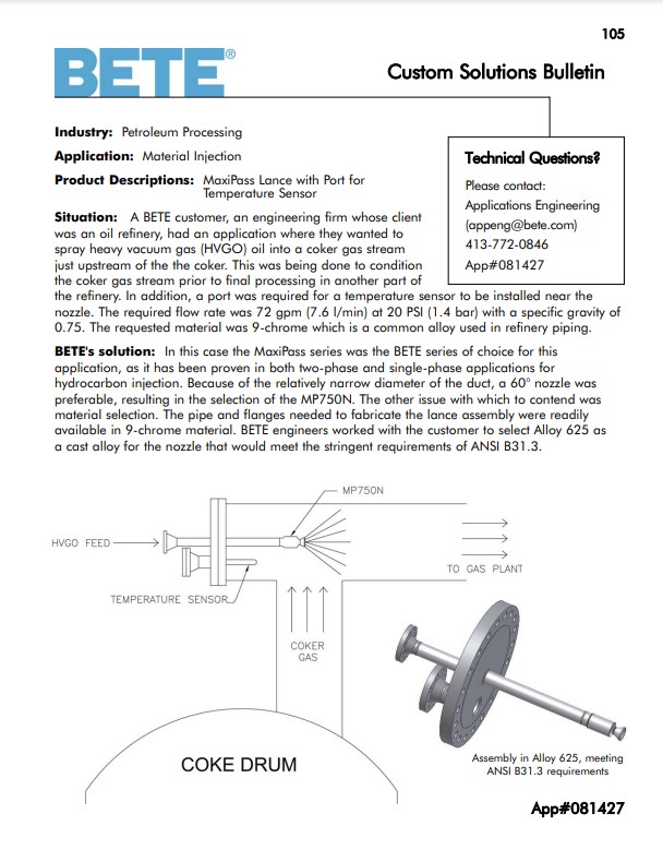 Custom Spray Nozzle Solutions - Heavy Vacuum Gas Sprayer