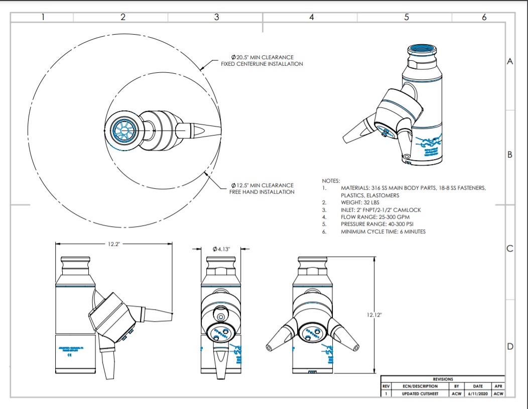 Alfa Laval Gamajet GJ 4 Directional Tank Cleaning - Drawing