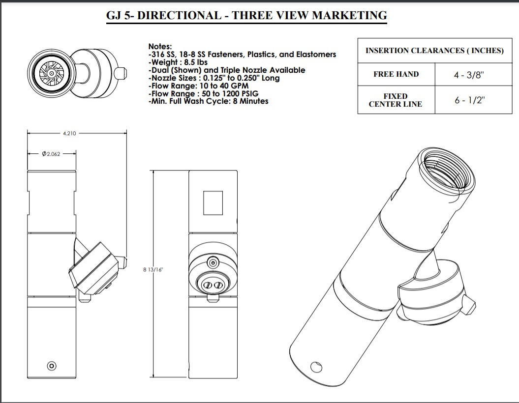 alfa laval gamajet gj 5 directional tank cleaning drawing