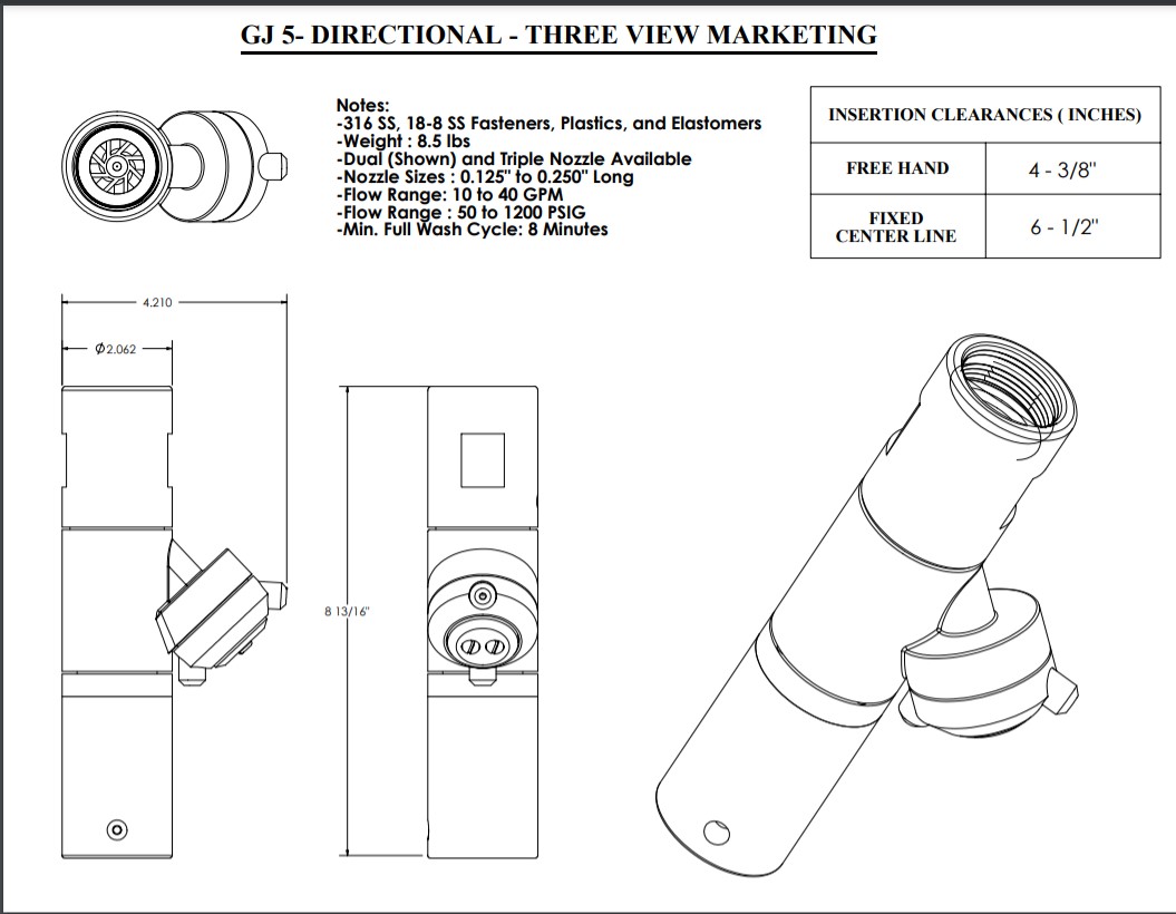 Alfa Laval Gamajet GJ 5 Directional Tank Cleaning - Drawing