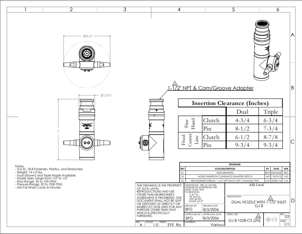Alfa Laval GJ 8 Engineering - Drawing