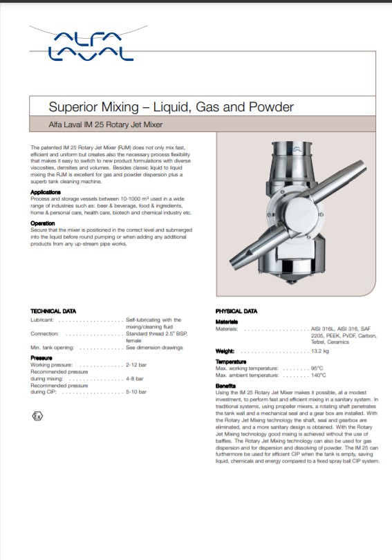 Alfa Laval IM 25 Rotary Jet Mixer