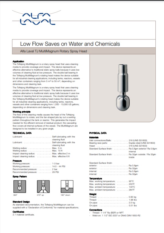 alfa laval multimagnum rotary spray head