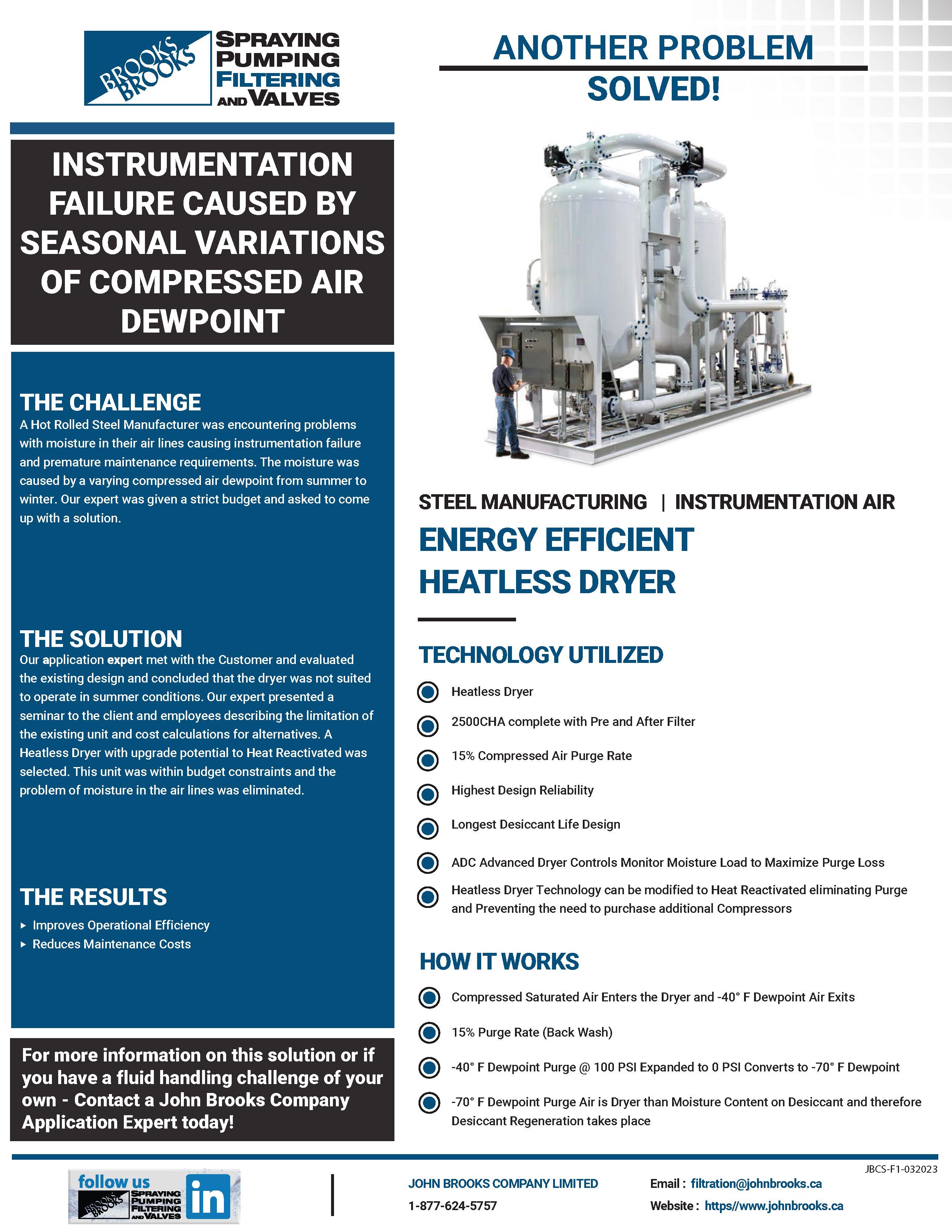 Heatless Dryer for Instrumentation Air