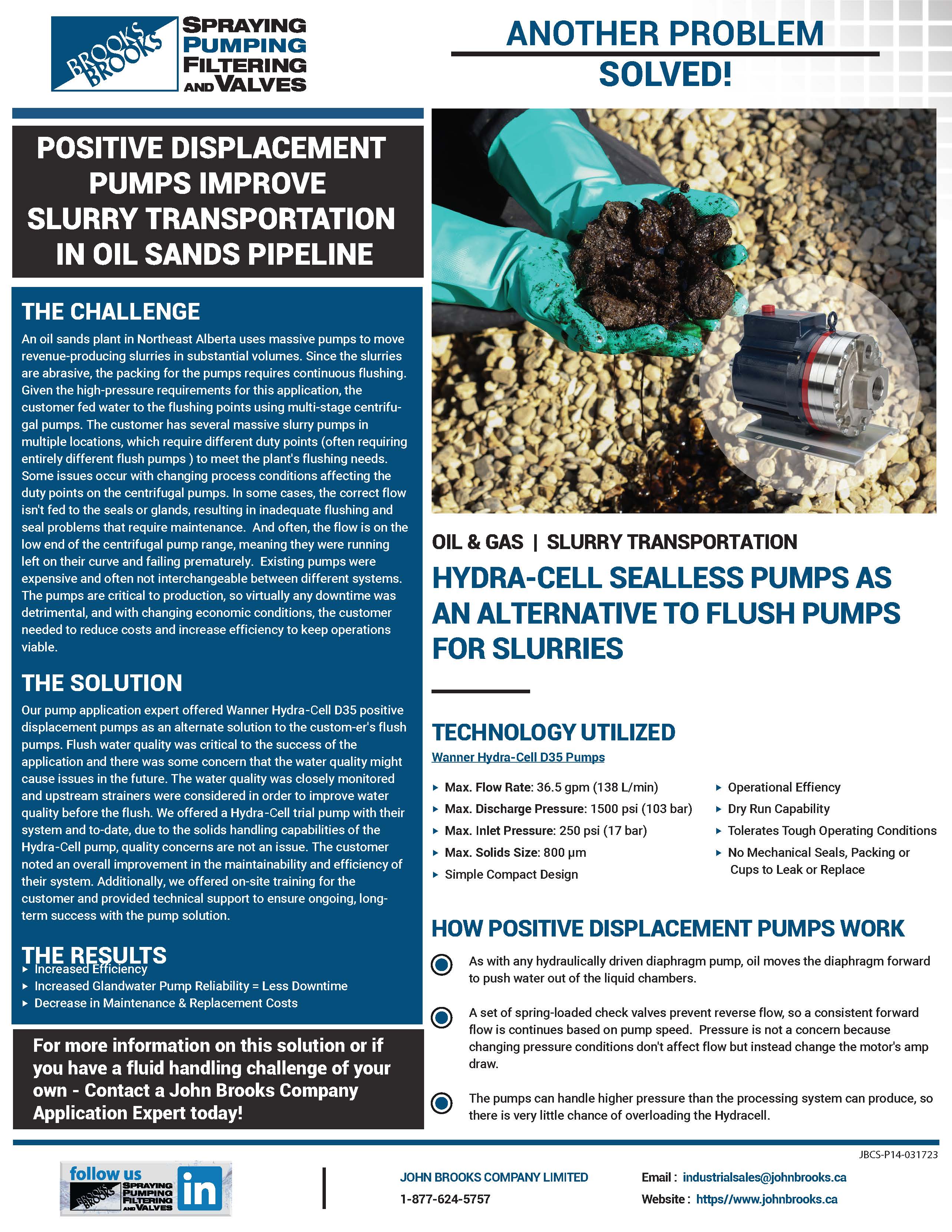 Hydra-Cell Positive Displacement Pumps Improve Slurry Transportation in Oil Sands Pipeline