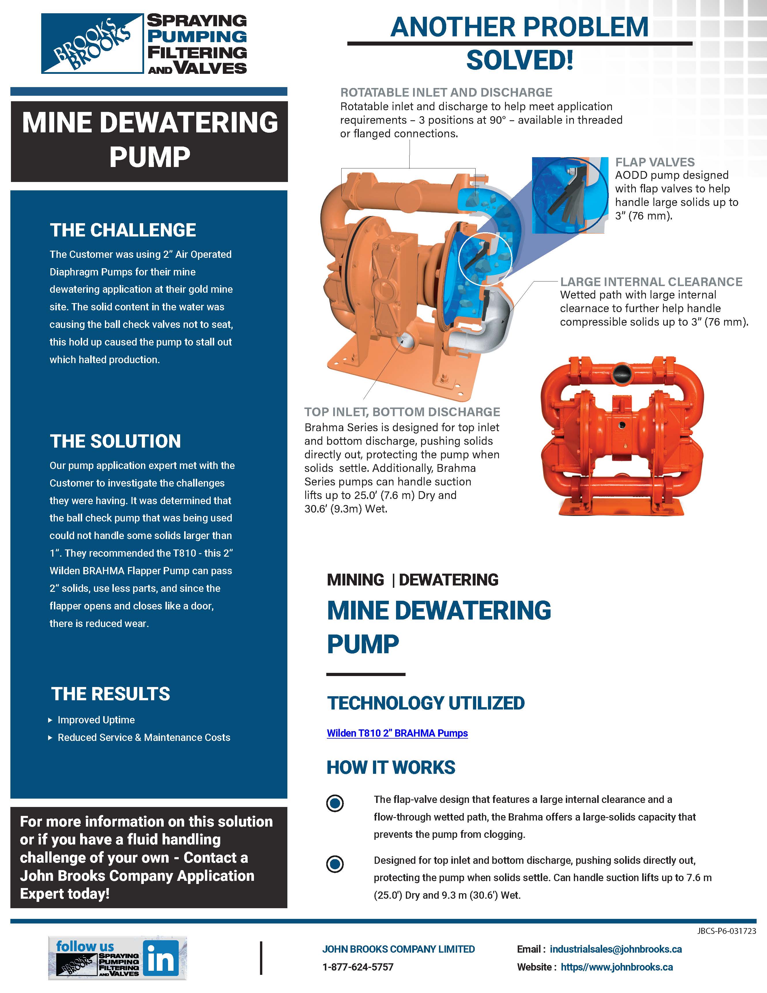 Wilden Brahma Pumps for Mine Dewatering at Gold Mine Site