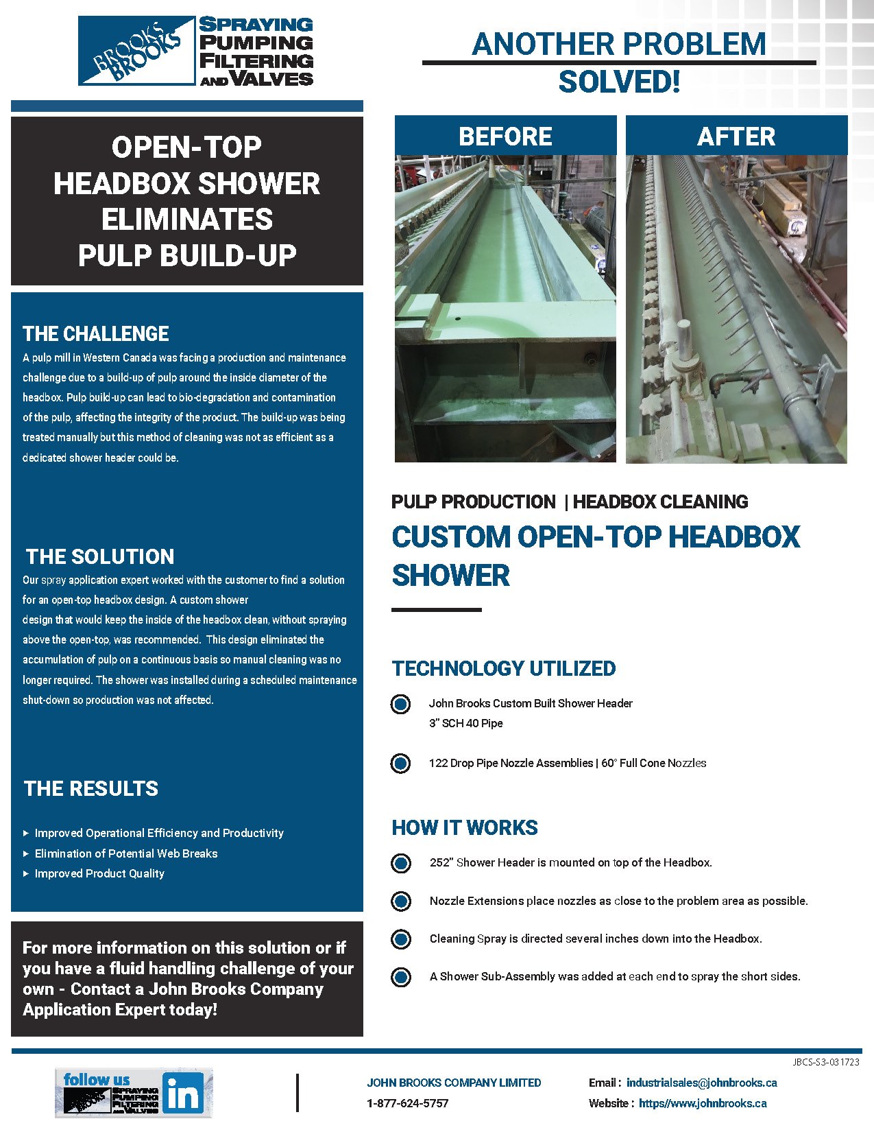 Open Top Headbox Shower Eliminates Pulp Build-Up