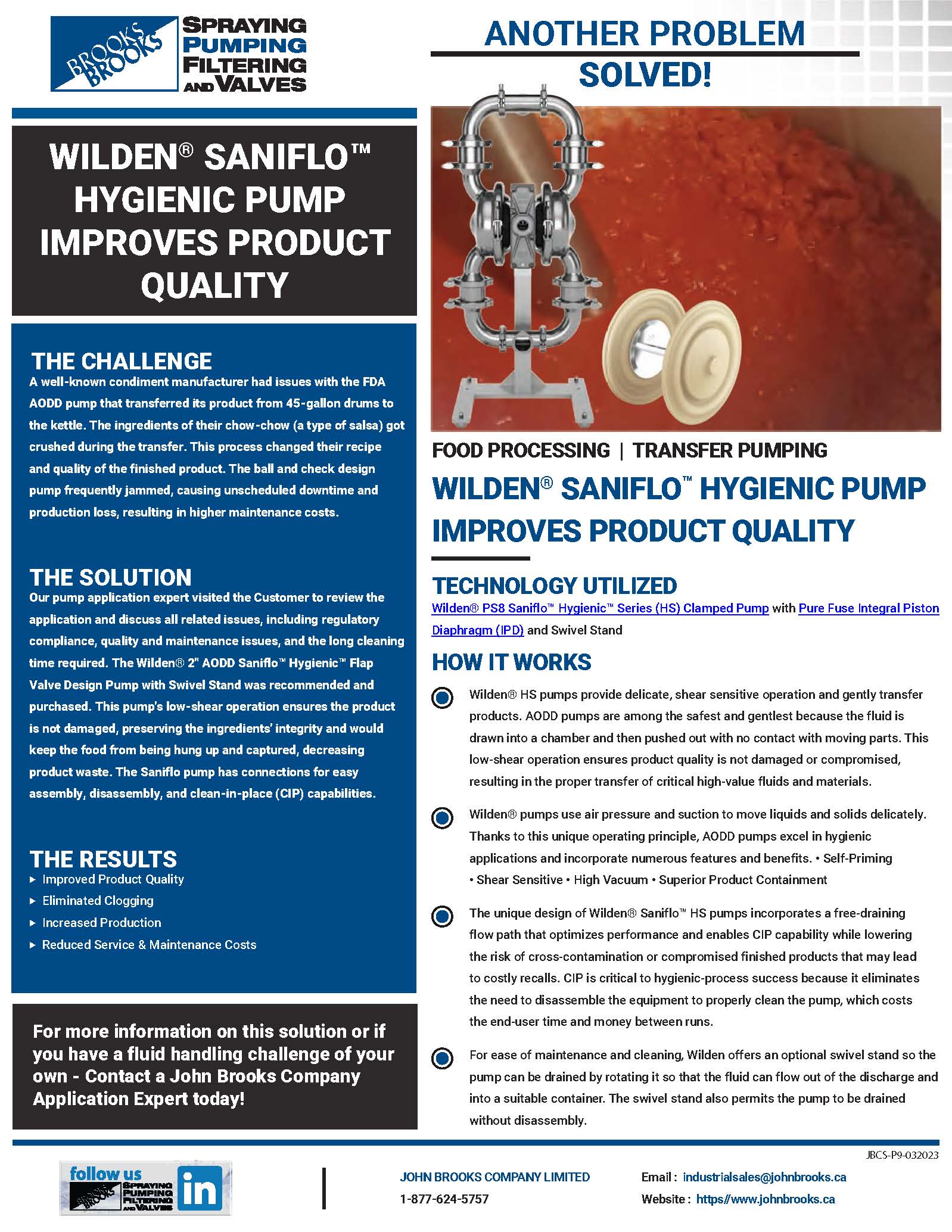 Wilden Hygienic Pump Improves Product Quality