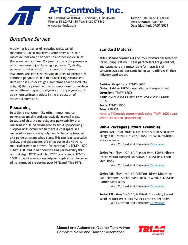 A-T Controls Butadiene Service Whitepaper