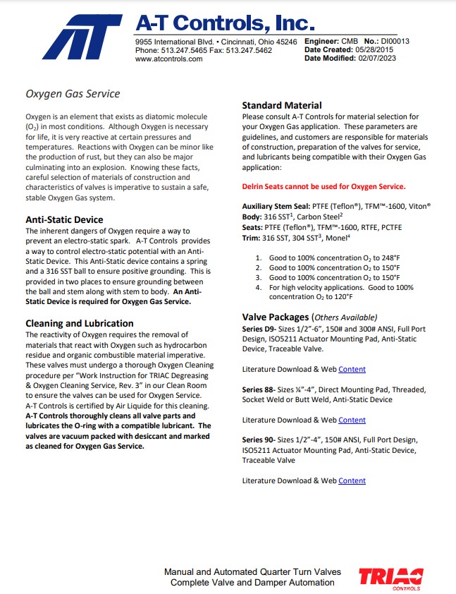 A-T Controls Oxygen Gas Service Whitepaper
