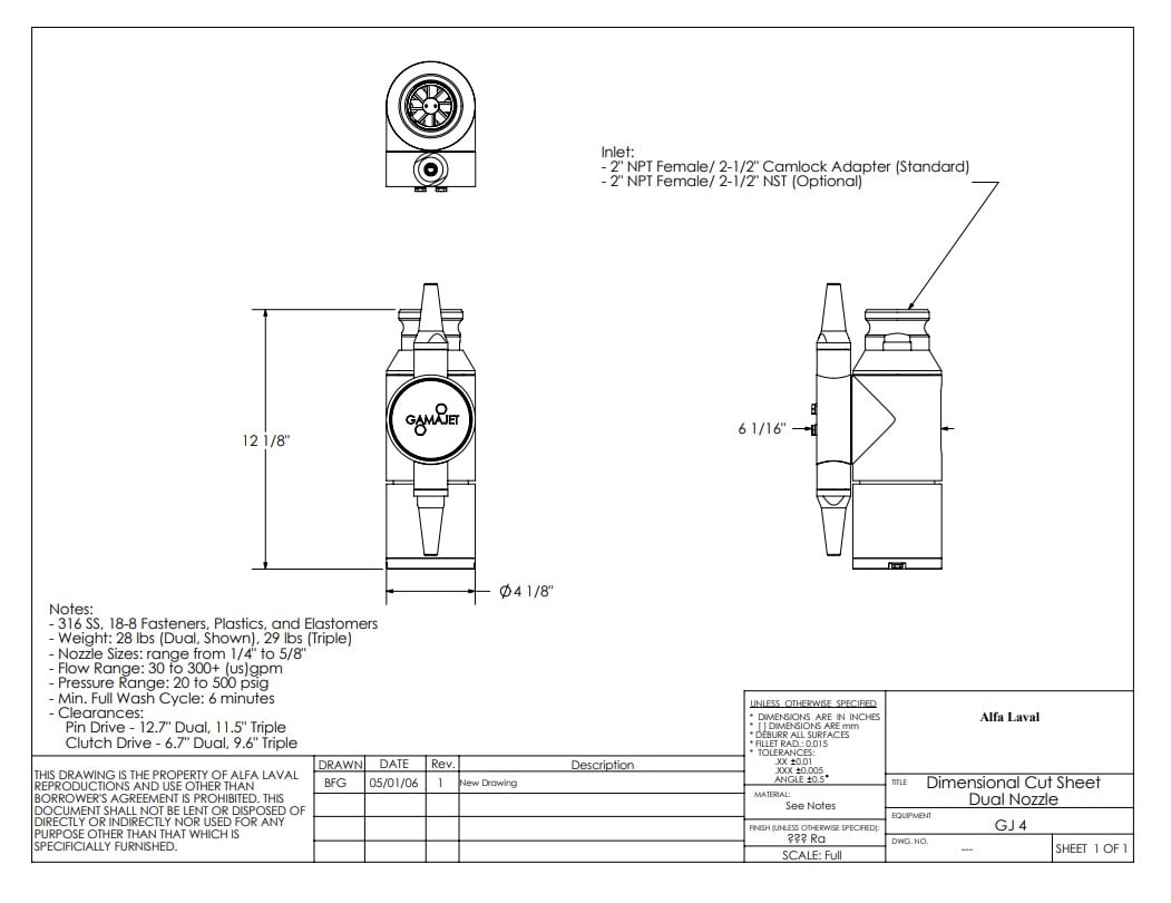 Alfa Laval Gamajet GJ 4 - Drawing