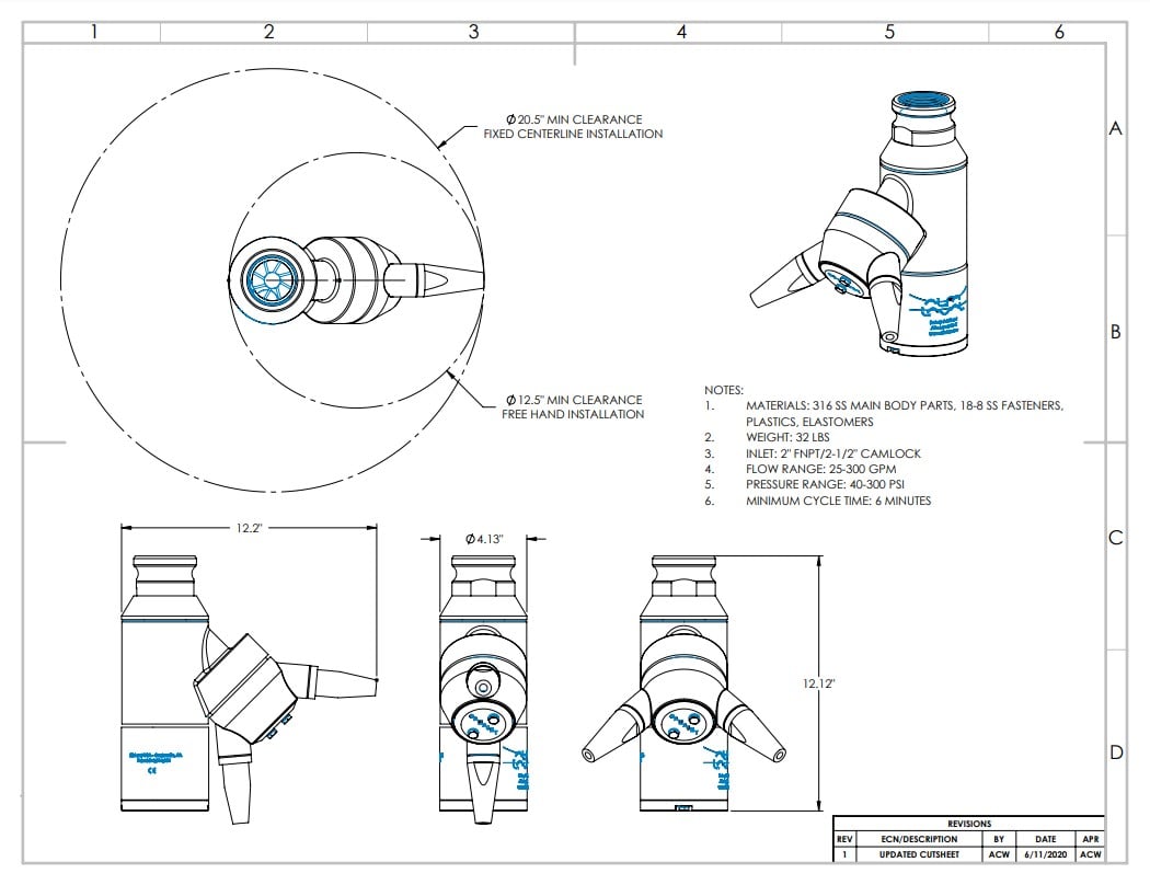 Alfa Laval Gamajet GJ 4 Directional Tank Cleaning - Drawing