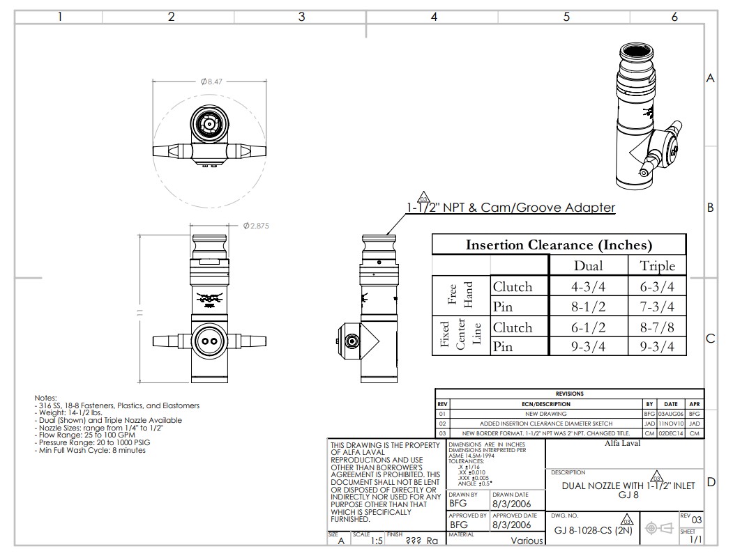 Alfa Laval GJ 8 Engineering - Drawing