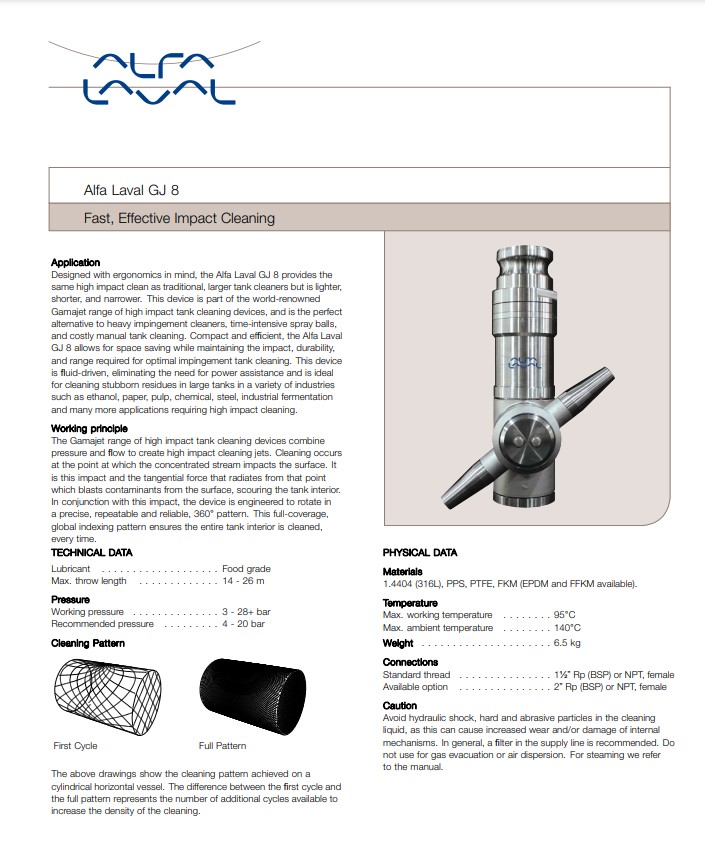 Alfa Laval GJ 8 - Product Brochure