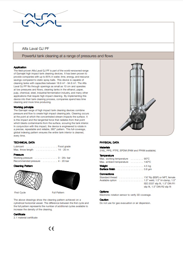 Alfa Laval GJ PF - Product Brochure