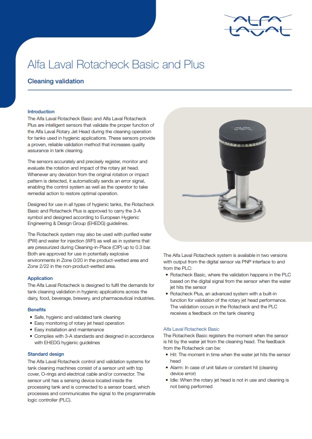 Alfa Laval Rotacheck Basic and Plus - Product Brochure